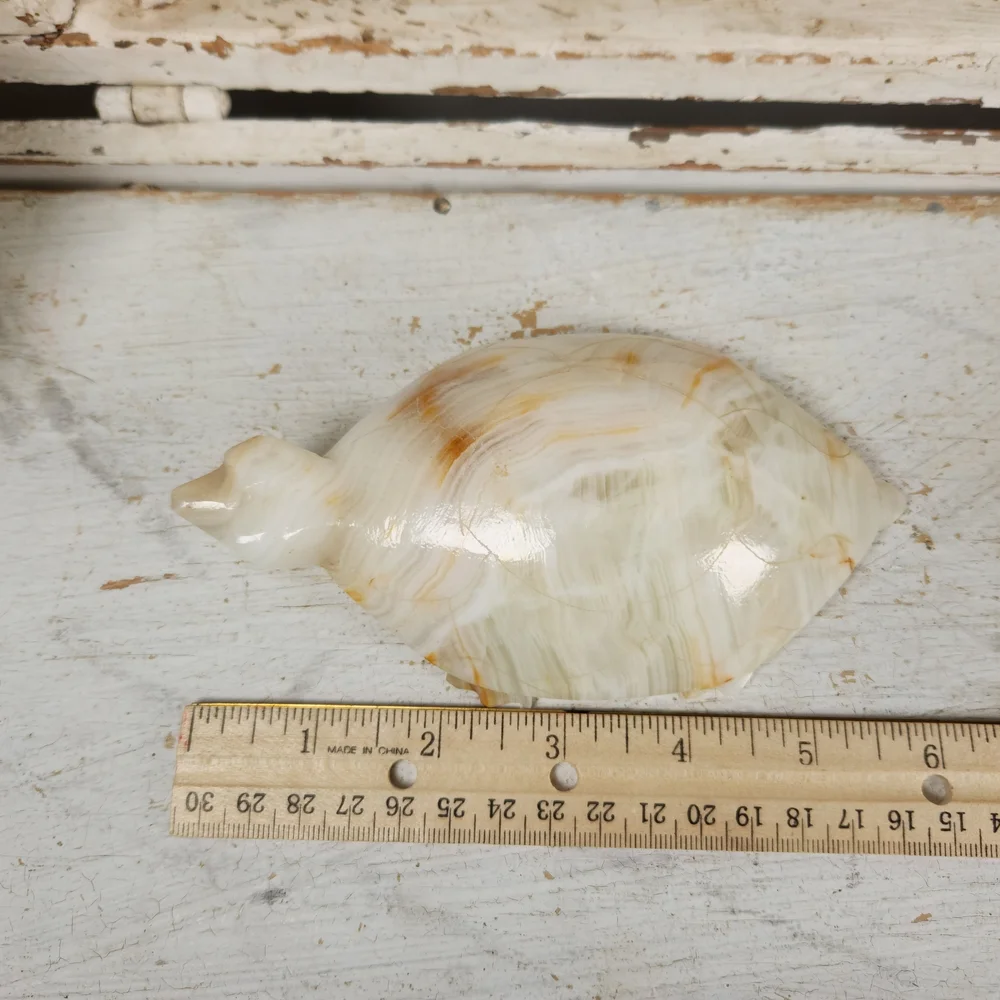 Vintage Hand Carved Onyx Stone Turtle Figurine 6